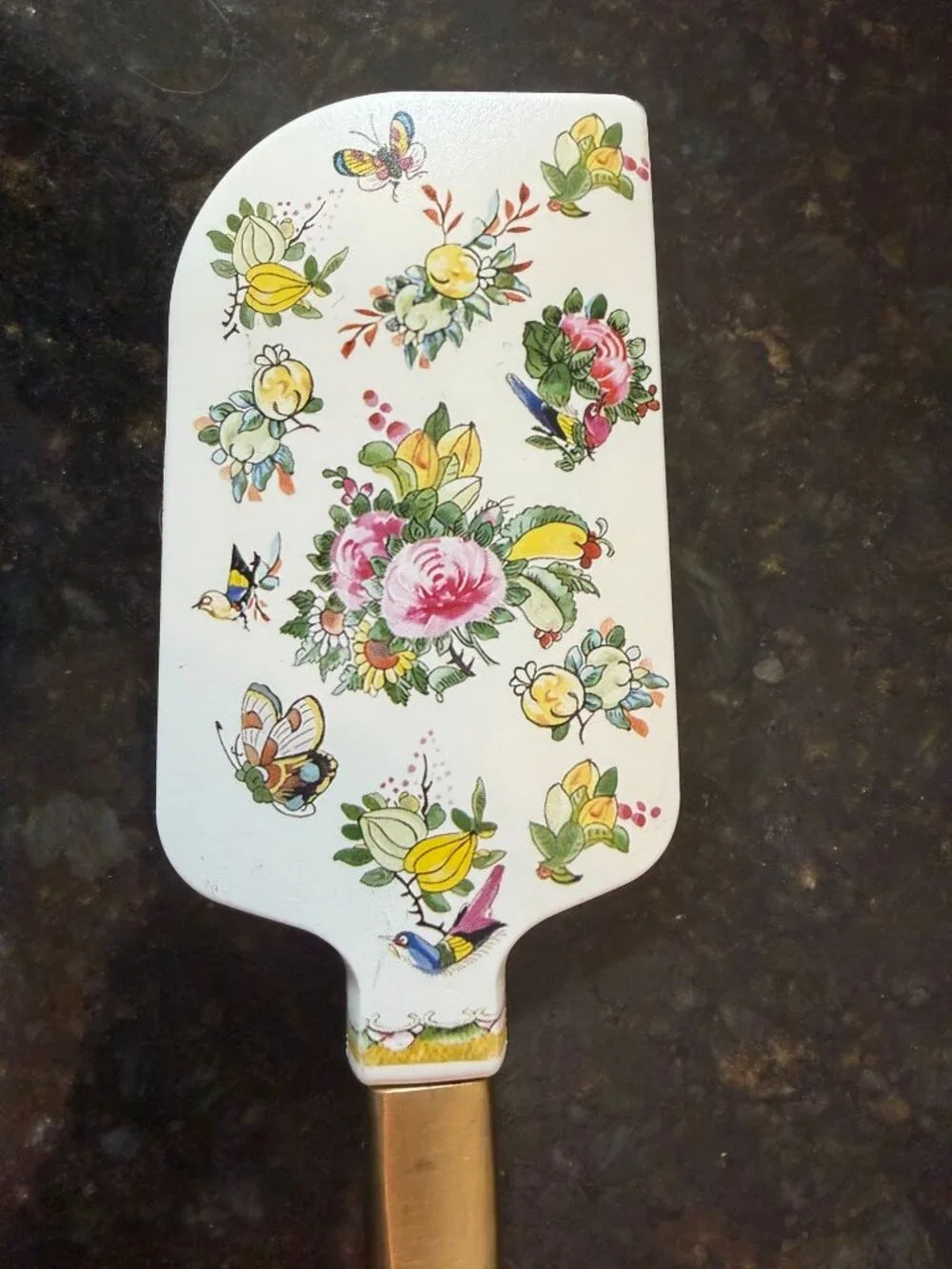 Williams Sonoma Spatula Featuring a Floral Silicone Head with Gold Toned Handle